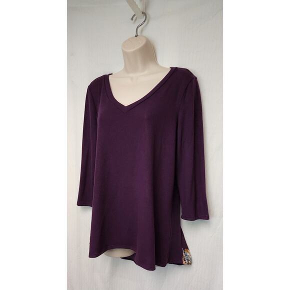 LE LIS COLLECTION 3/4 Sleeve Floral Loose Fit Tunic Blouse Multi- Burgundy XL - Picture 4 of 7